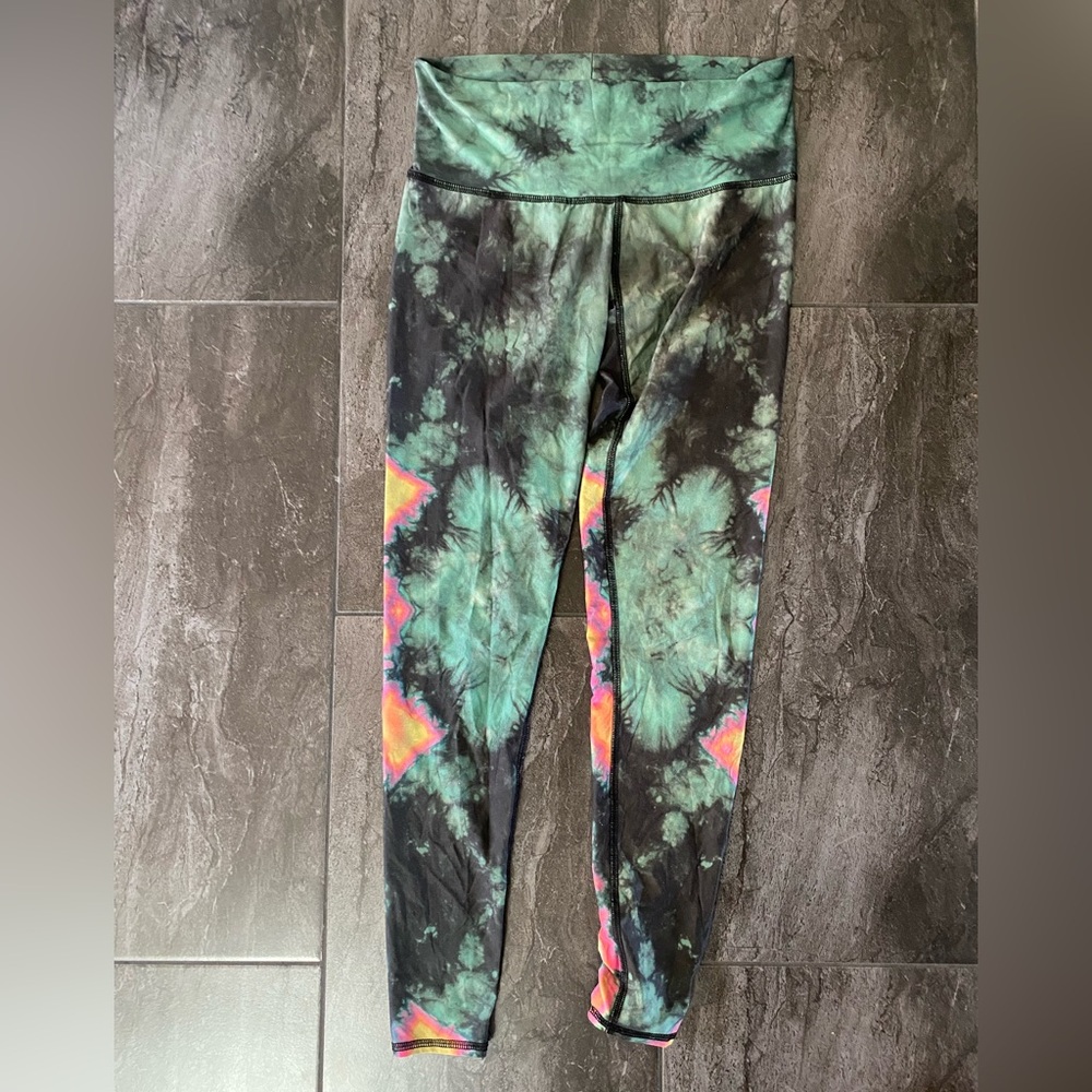 Teeki Womens Tie-Dye Leggings - Green, Pink, Black